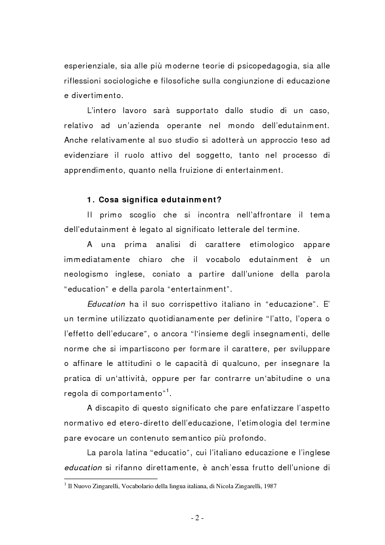 Anteprima della tesi: L'edutainment come fonte di valore per l'impresa e l'individuo., Pagina 2