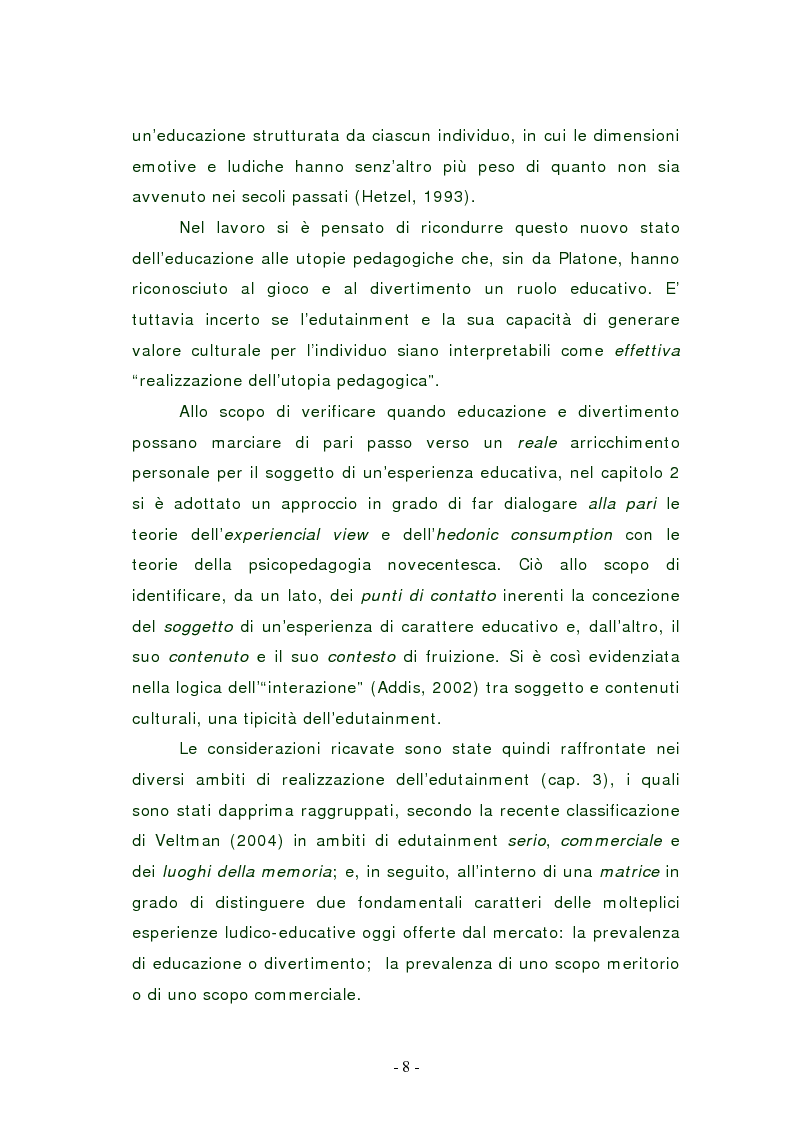Anteprima della tesi: L'edutainment come fonte di valore per l'impresa e l'individuo., Pagina 8