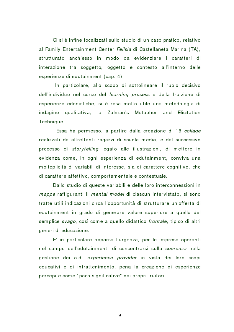 Anteprima della tesi: L'edutainment come fonte di valore per l'impresa e l'individuo., Pagina 9