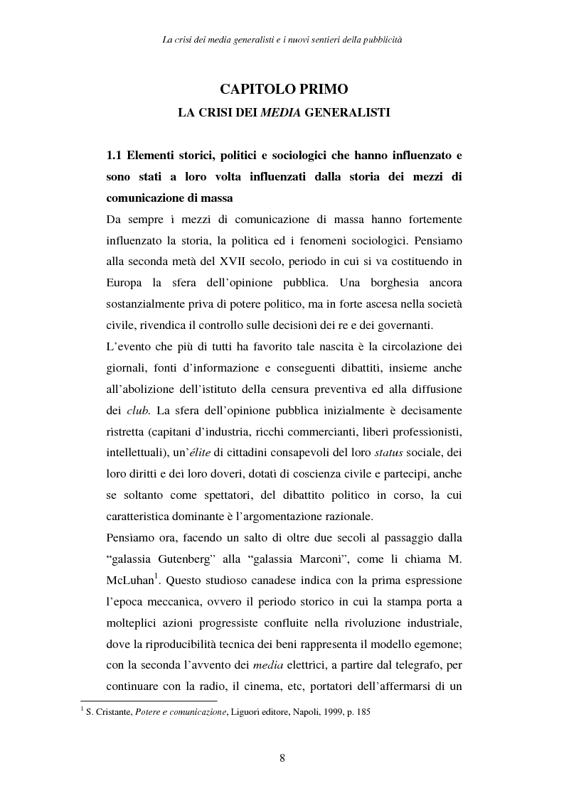 Anteprima della tesi: La crisi dei media generalisti e i nuovi sentieri della pubblicità, Pagina 4