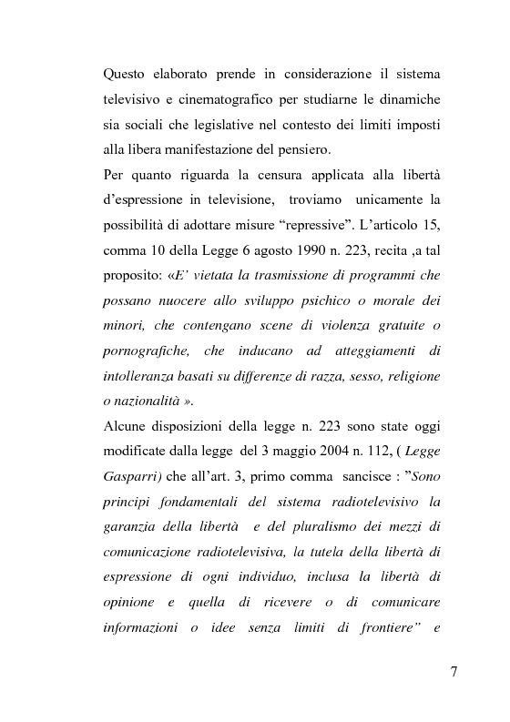 Anteprima della tesi: La censura nel sistema cinematografico e televisivo. Aspetti legislativi, sociali e giuridici., Pagina 3