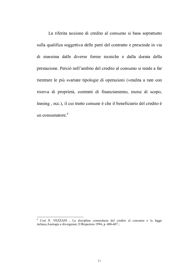 Anteprima della tesi: Il credito al consumo: La fattispecie, Pagina 6