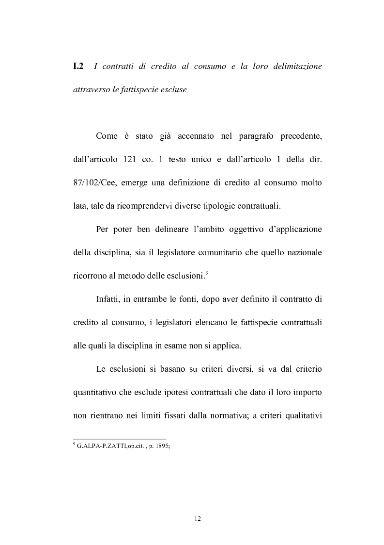Anteprima della tesi: Il credito al consumo: La fattispecie, Pagina 7