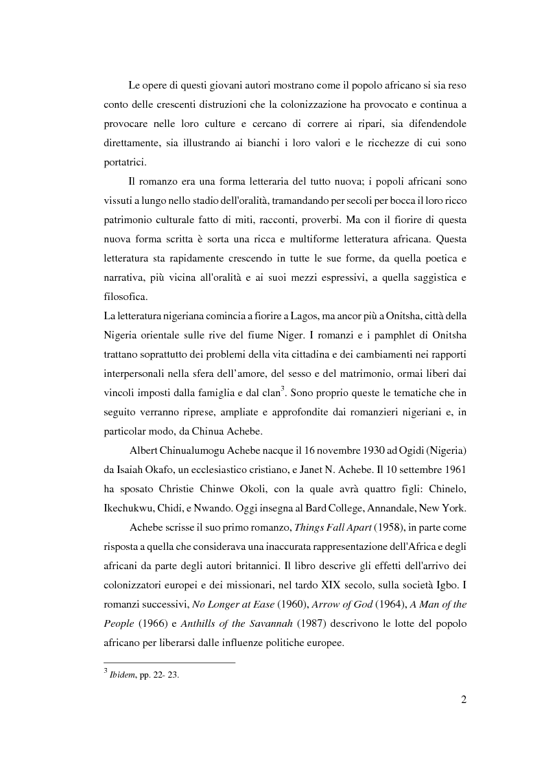 Anteprima della tesi: Tradizione e innovazione nella trilogia di Chinua Achebe, Pagina 2