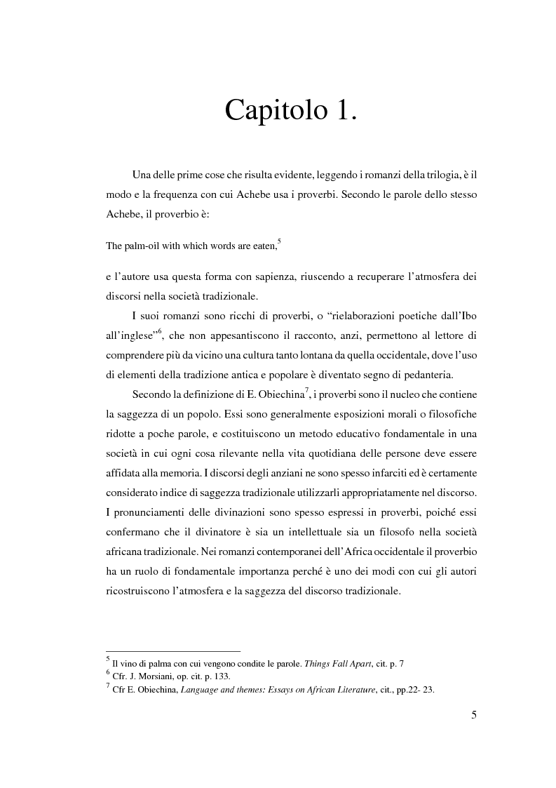 Anteprima della tesi: Tradizione e innovazione nella trilogia di Chinua Achebe, Pagina 5