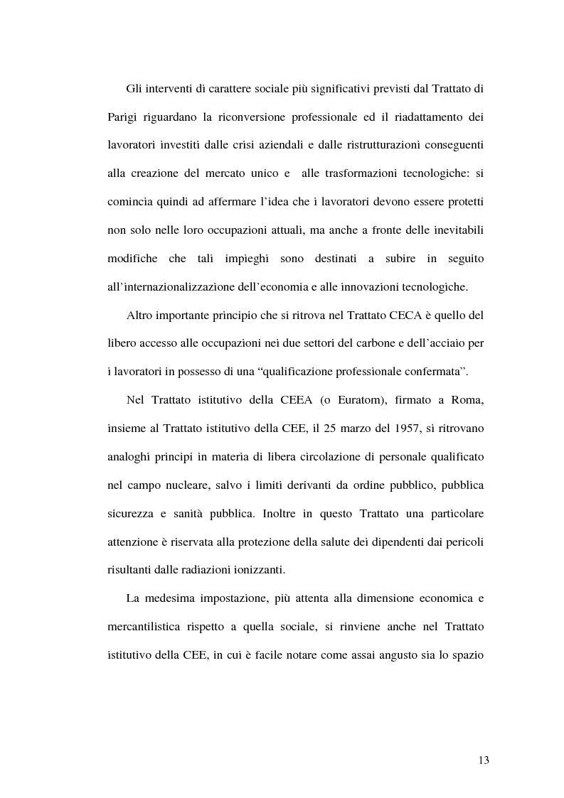 Anteprima della tesi: La tutela dei lavoratori contro i licenziamenti nell'Unione Europea e nel diritto comparato, Pagina 13