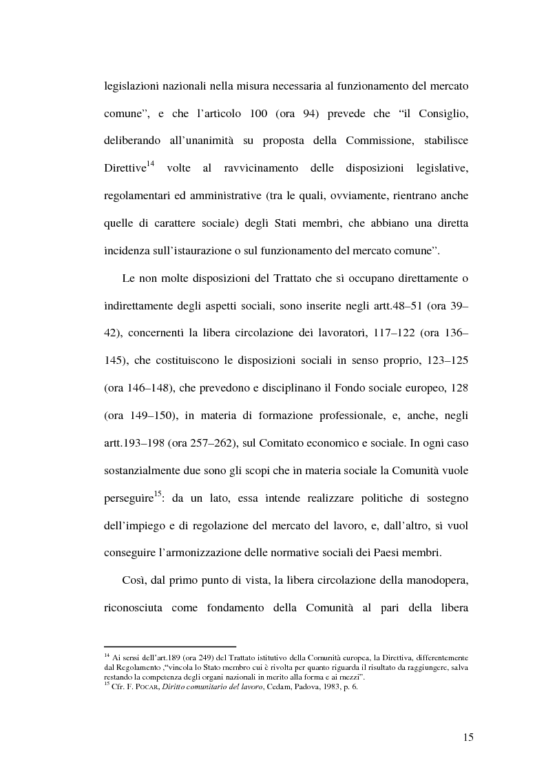 Anteprima della tesi: La tutela dei lavoratori contro i licenziamenti nell'Unione Europea e nel diritto comparato, Pagina 15