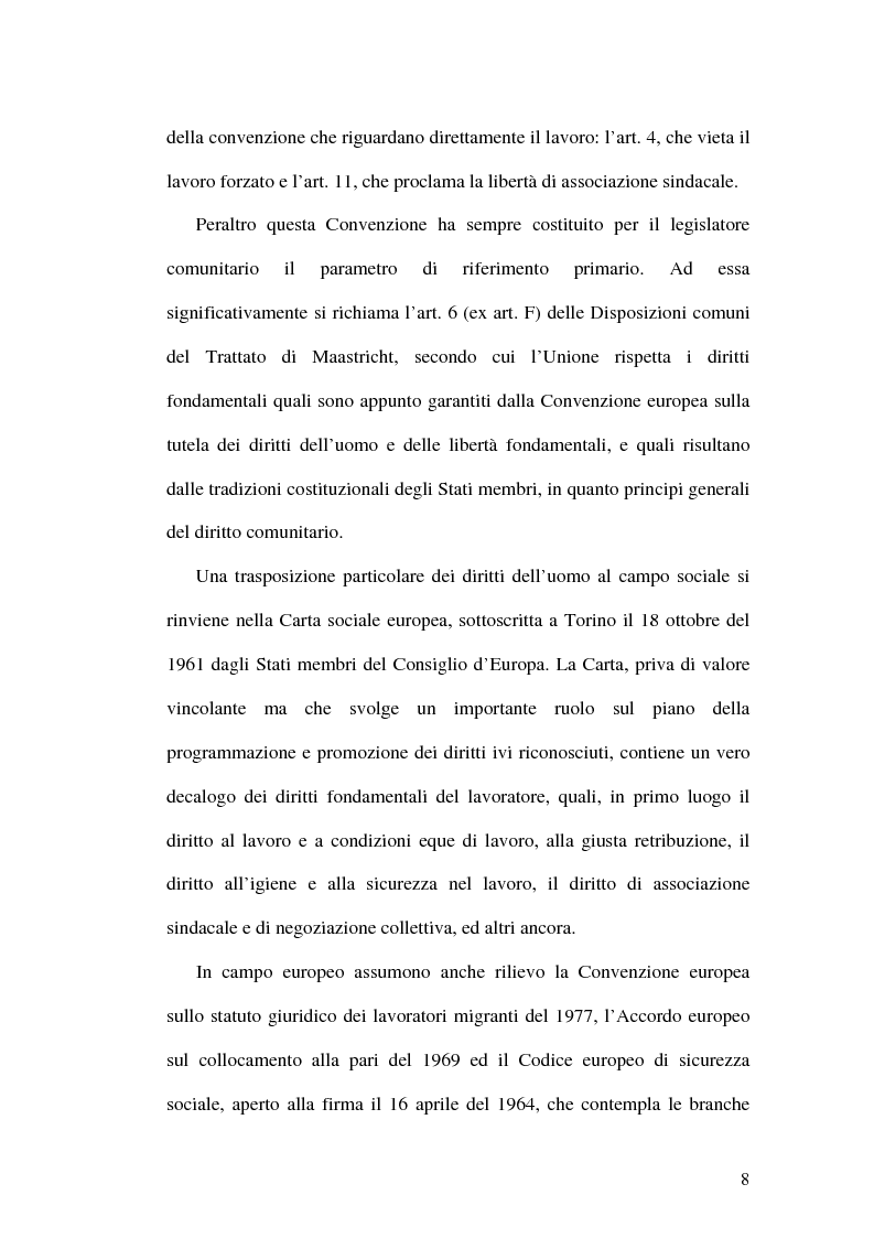 Anteprima della tesi: La tutela dei lavoratori contro i licenziamenti nell'Unione Europea e nel diritto comparato, Pagina 8