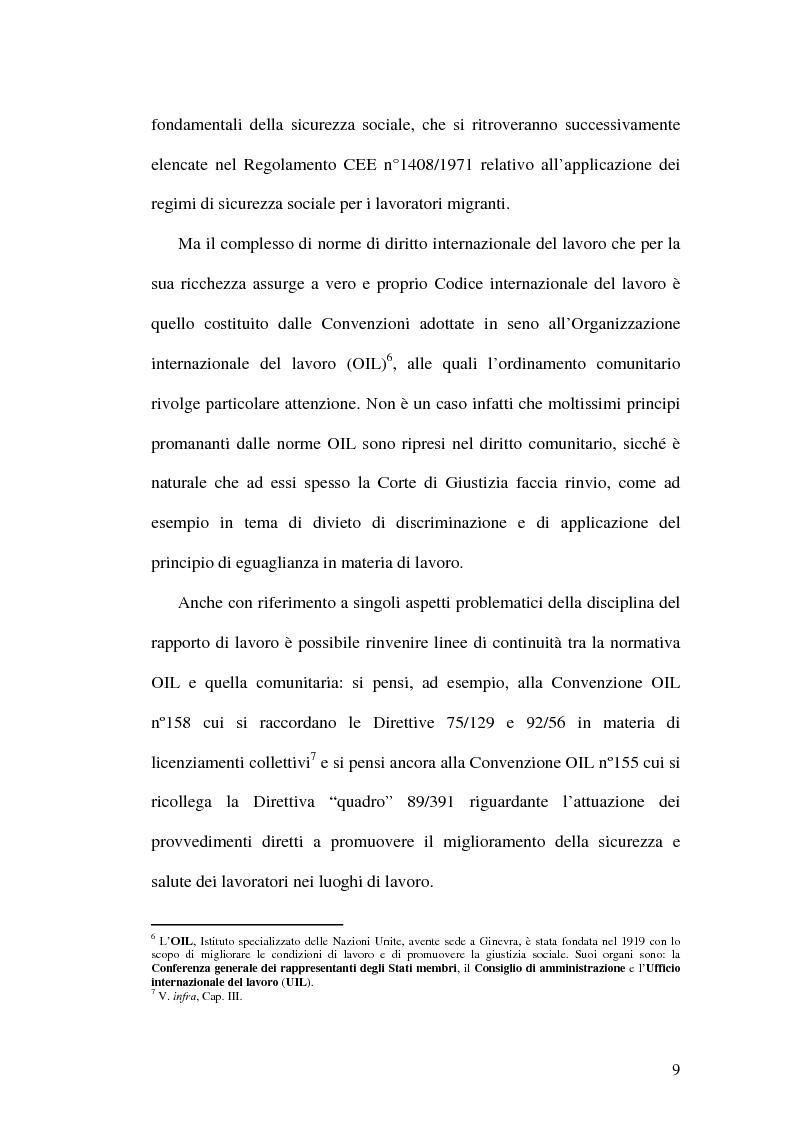 Anteprima della tesi: La tutela dei lavoratori contro i licenziamenti nell'Unione Europea e nel diritto comparato, Pagina 9