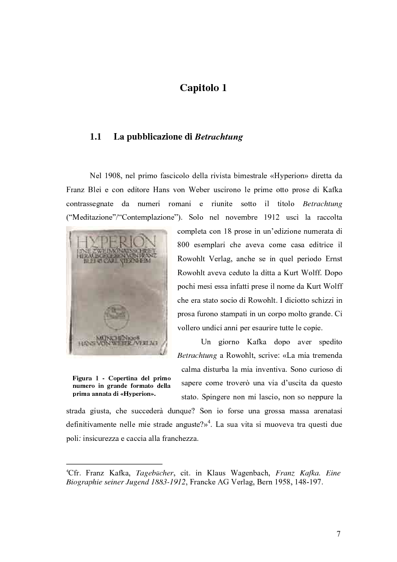 Anteprima della tesi: Betrachtung di Franz Kafka nelle traduzioni italiane, Pagina 3