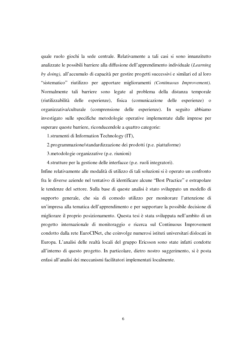 Anteprima della tesi: L'apprendimento ed il continuous improvement nel processo di sviluppo nuovi prodotti: analisi comparata di casi nel settore delle telecomunicazioni, Pagina 3