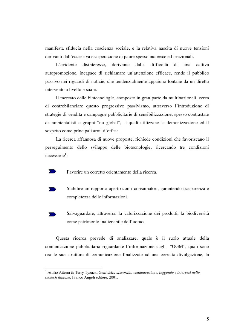 Anteprima della tesi: La comunicazione pubblicitaria nelle biotecnologie, Pagina 3