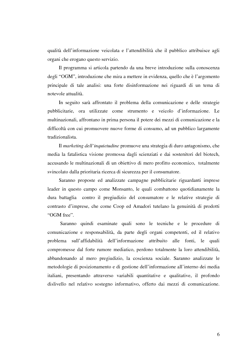 Anteprima della tesi: La comunicazione pubblicitaria nelle biotecnologie, Pagina 4