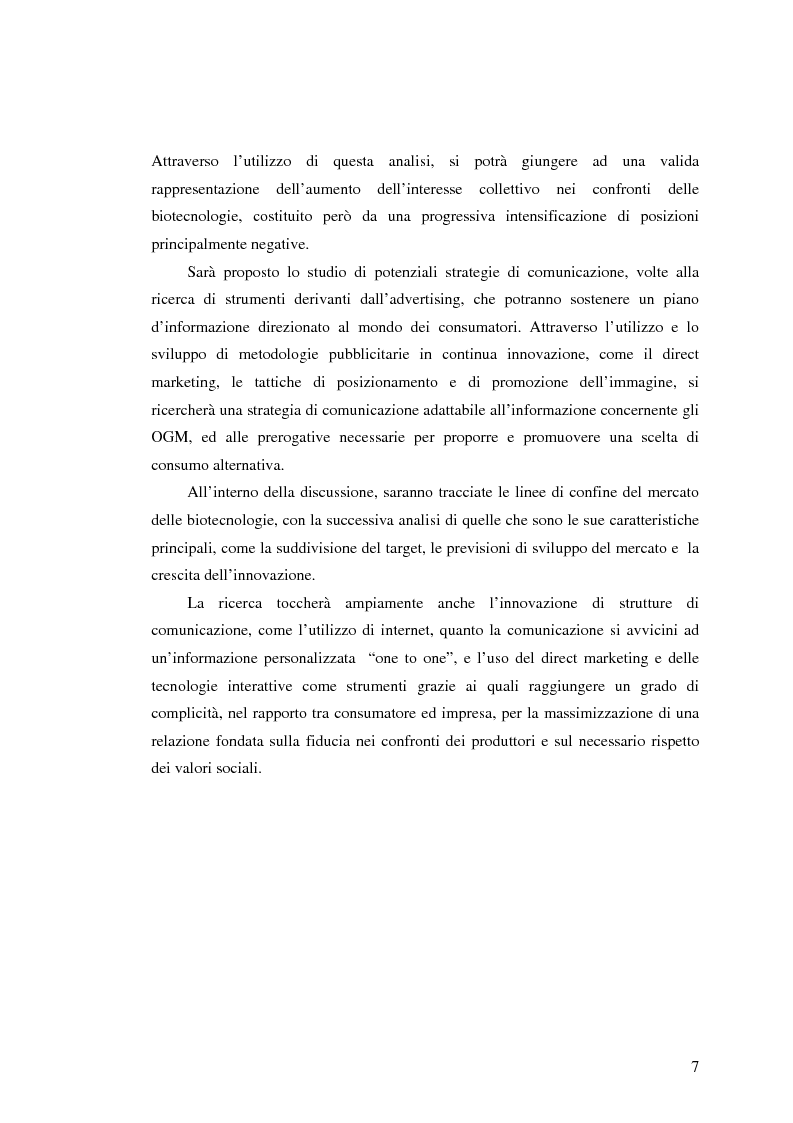 Anteprima della tesi: La comunicazione pubblicitaria nelle biotecnologie, Pagina 5