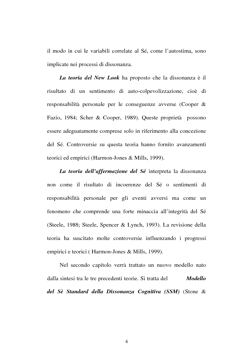 Anteprima della tesi: Dissonanza cognitiva e teorie del Sè. Modello del Sè Standard. Un contributo di ricerca, Pagina 2