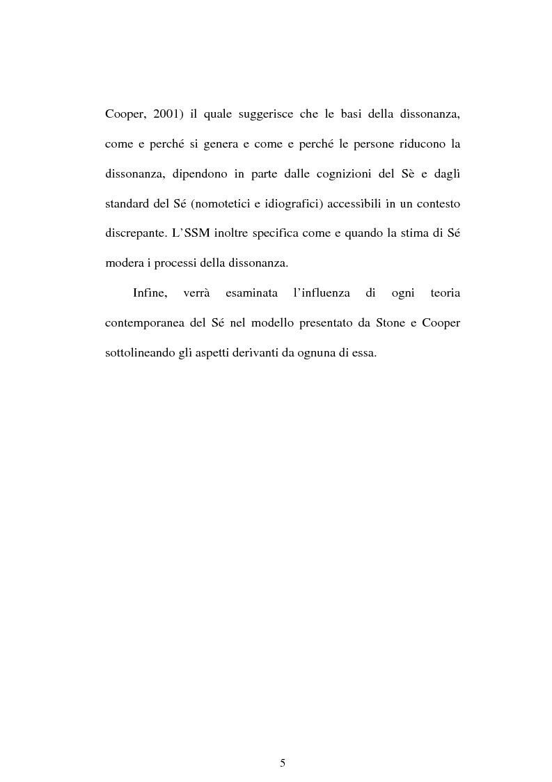 Anteprima della tesi: Dissonanza cognitiva e teorie del Sè. Modello del Sè Standard. Un contributo di ricerca, Pagina 3