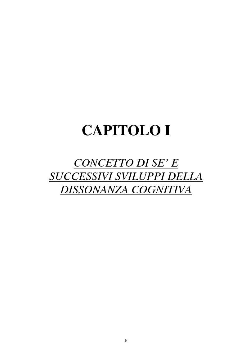 Anteprima della tesi: Dissonanza cognitiva e teorie del Sè. Modello del Sè Standard. Un contributo di ricerca, Pagina 4