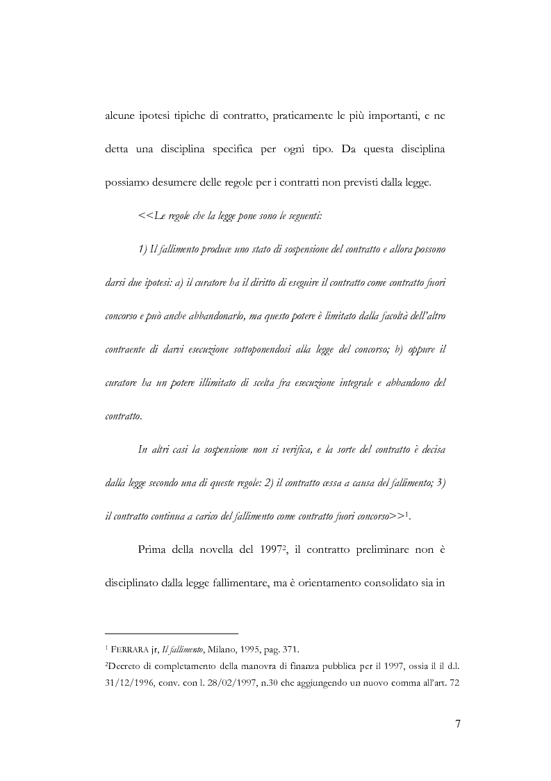 Anteprima della tesi: Fallimento e contratto preliminare, Pagina 3