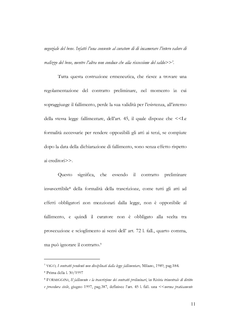Anteprima della tesi: Fallimento e contratto preliminare, Pagina 7