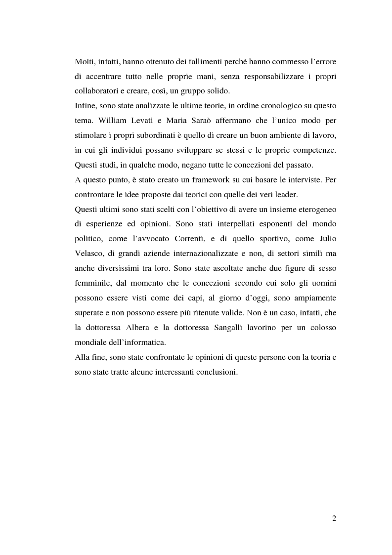 Anteprima della tesi: Leadership e motivazione, Pagina 2