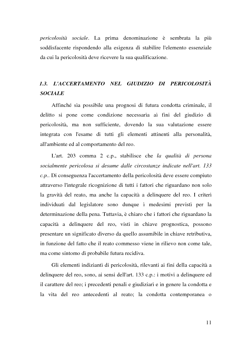 Anteprima della tesi: La pericolosità sociale - Qualità indizianti e prognosi criminale connessa all'applicazione delle misure di prevenzione, Pagina 11