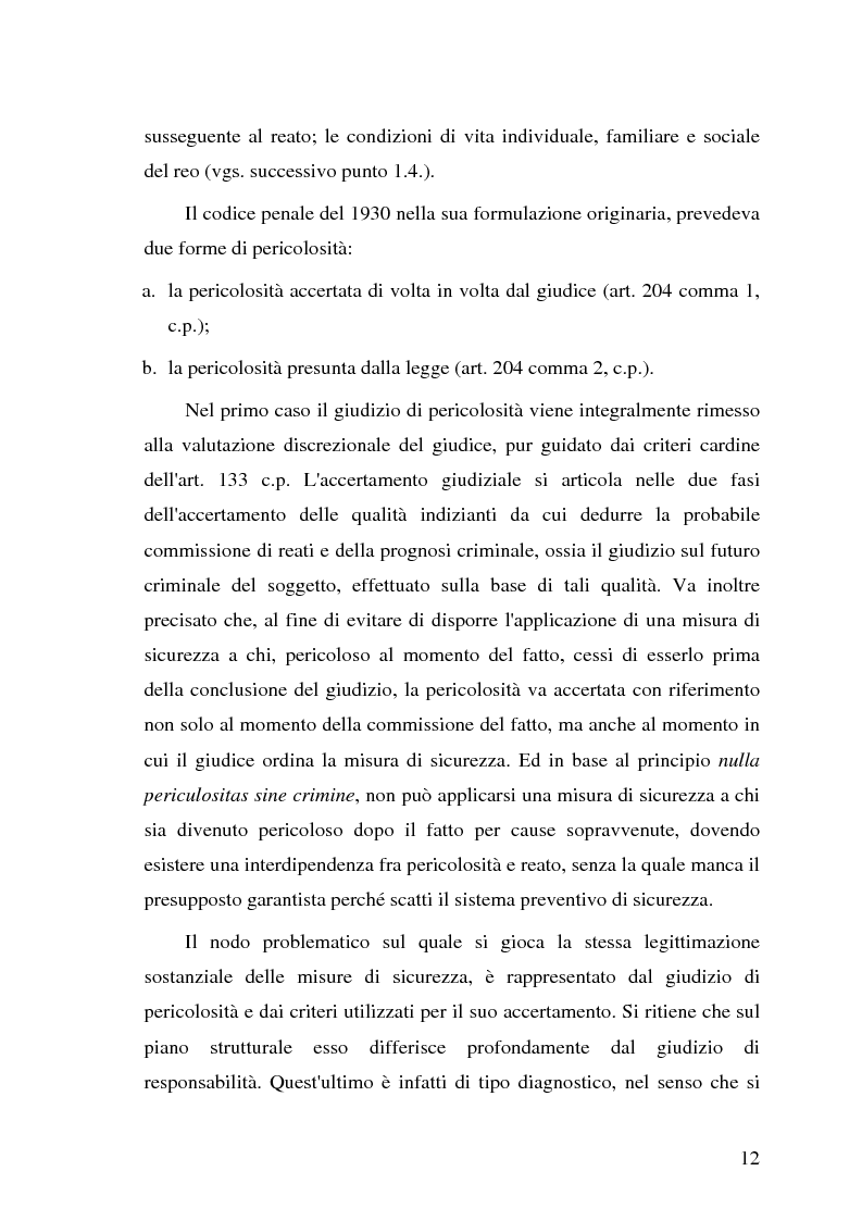 Anteprima della tesi: La pericolosità sociale - Qualità indizianti e prognosi criminale connessa all'applicazione delle misure di prevenzione, Pagina 12