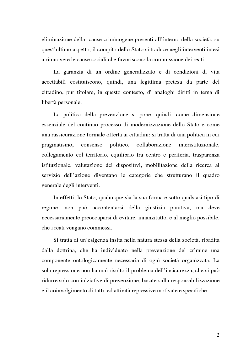 Anteprima della tesi: La pericolosità sociale - Qualità indizianti e prognosi criminale connessa all'applicazione delle misure di prevenzione, Pagina 2