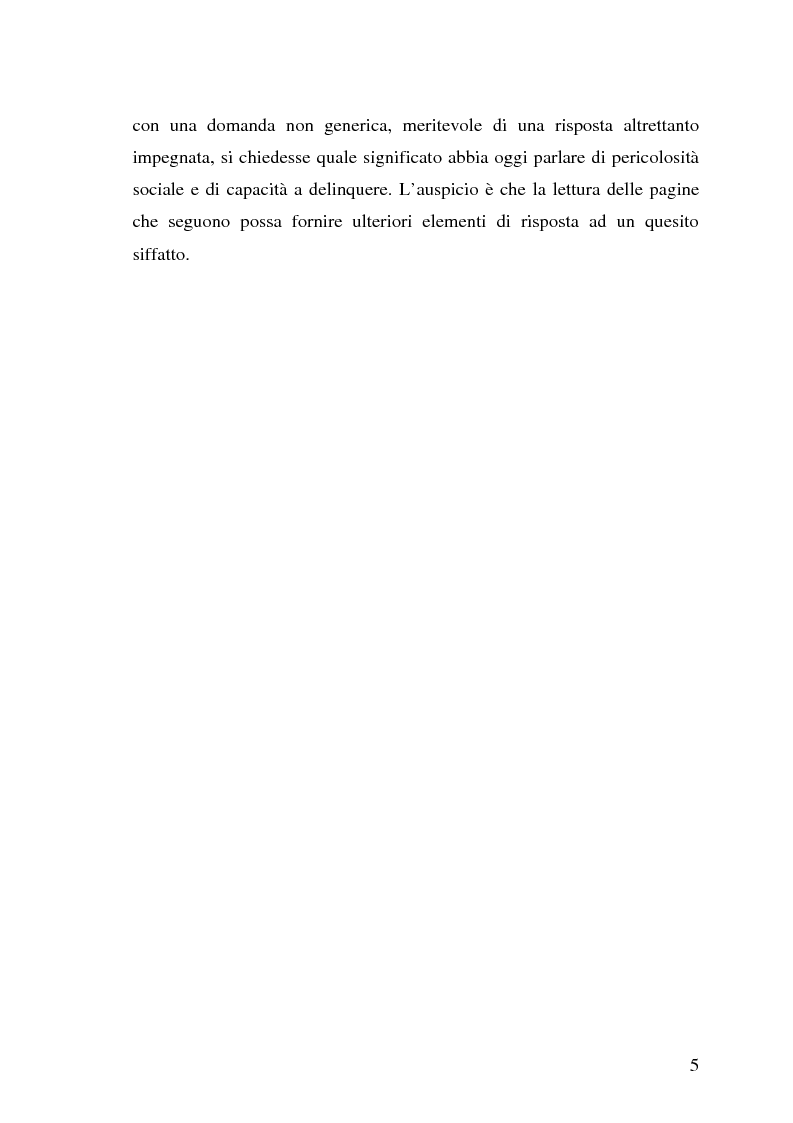 Anteprima della tesi: La pericolosità sociale - Qualità indizianti e prognosi criminale connessa all'applicazione delle misure di prevenzione, Pagina 5