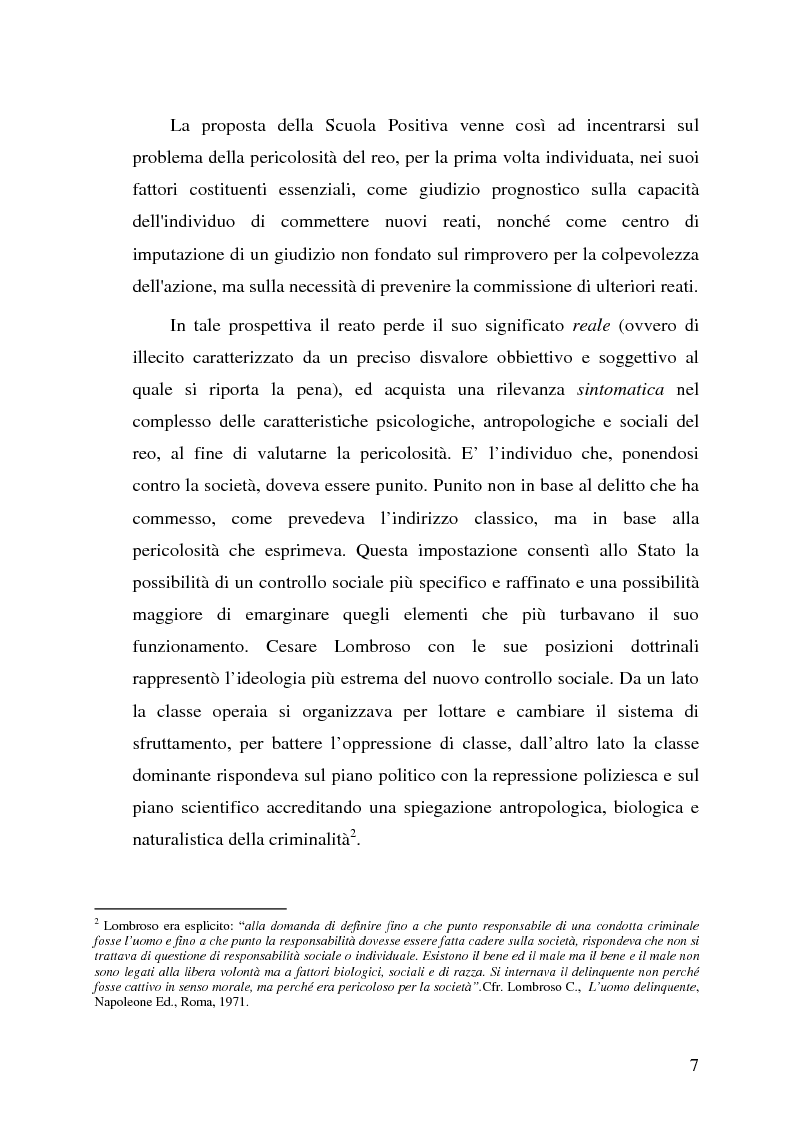 Anteprima della tesi: La pericolosità sociale - Qualità indizianti e prognosi criminale connessa all'applicazione delle misure di prevenzione, Pagina 7