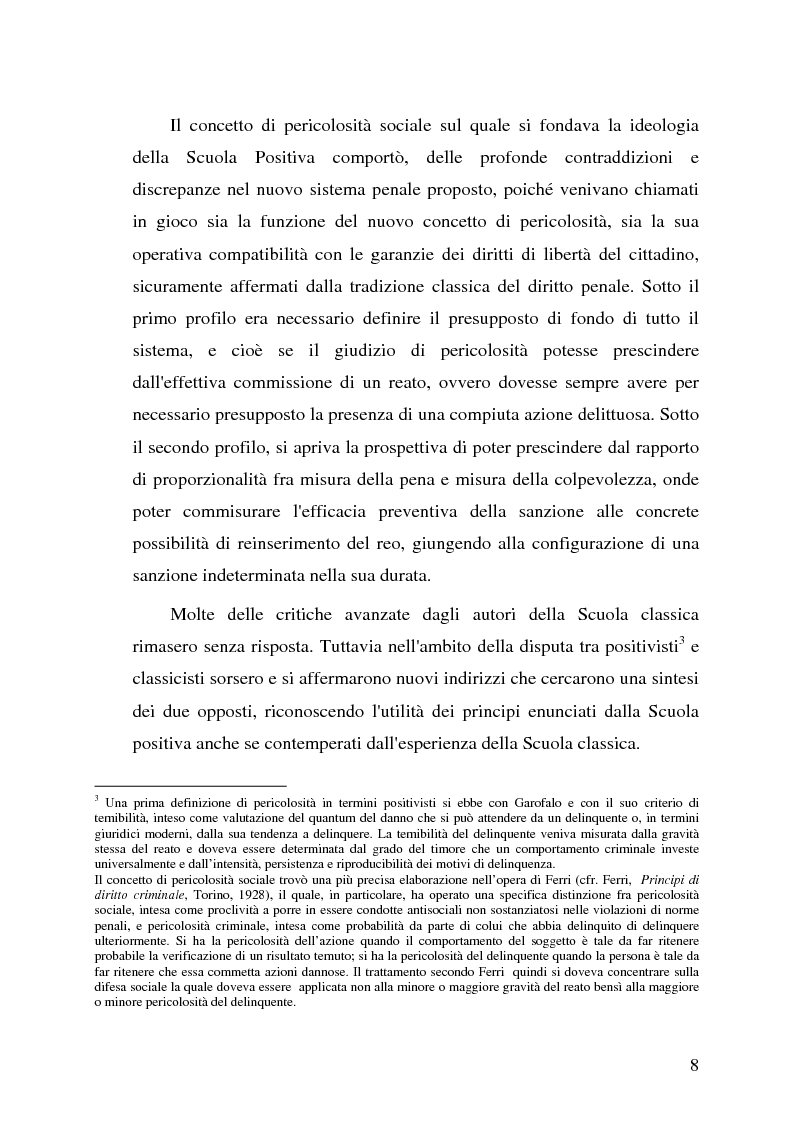 Anteprima della tesi: La pericolosità sociale - Qualità indizianti e prognosi criminale connessa all'applicazione delle misure di prevenzione, Pagina 8