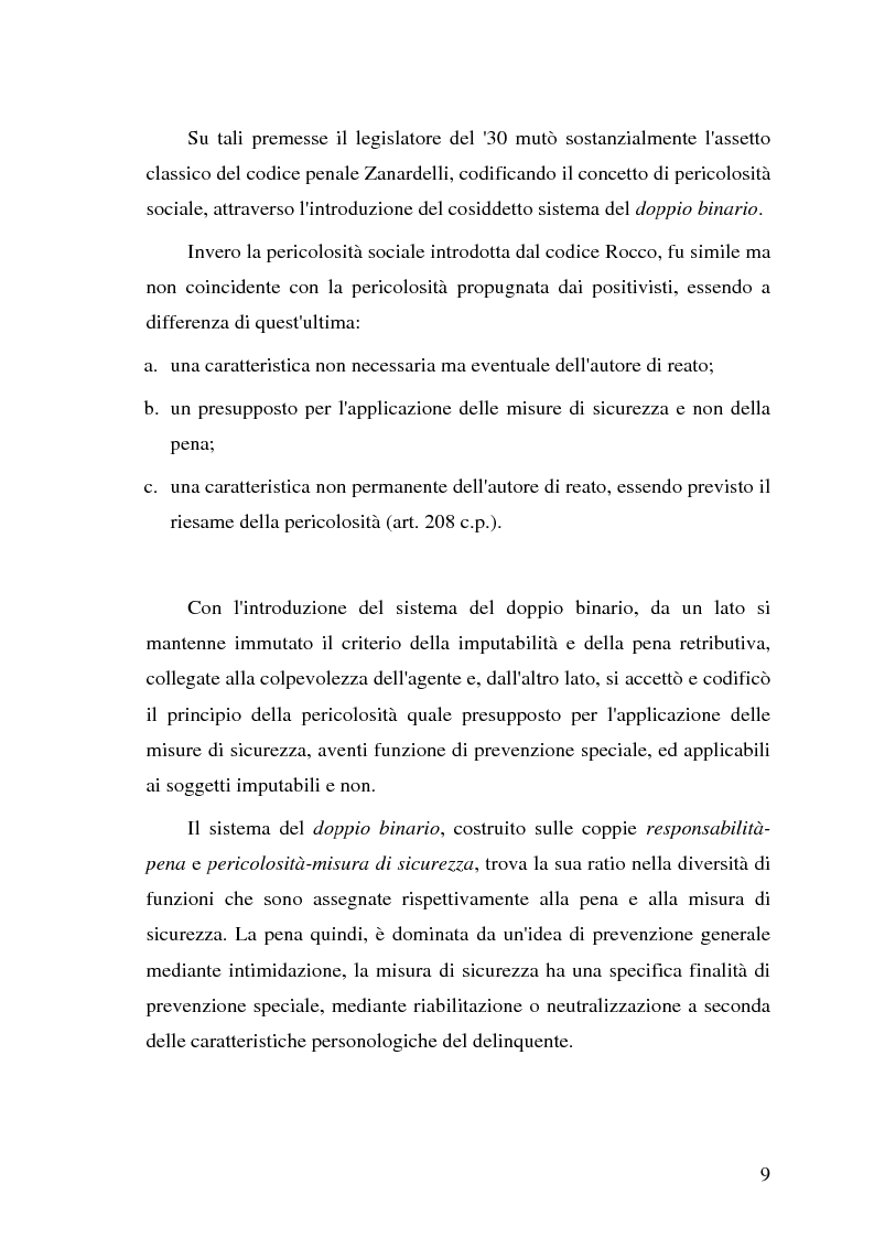 Anteprima della tesi: La pericolosità sociale - Qualità indizianti e prognosi criminale connessa all'applicazione delle misure di prevenzione, Pagina 9