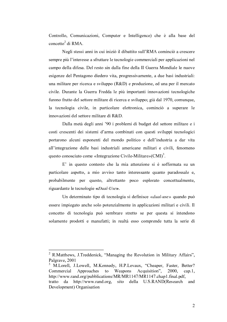 Anteprima della tesi: Le tecnologie dual-use: implicazioni per l'economia e per la sicurezza internazionale, Pagina 2