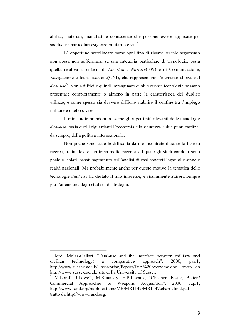 Anteprima della tesi: Le tecnologie dual-use: implicazioni per l'economia e per la sicurezza internazionale, Pagina 3