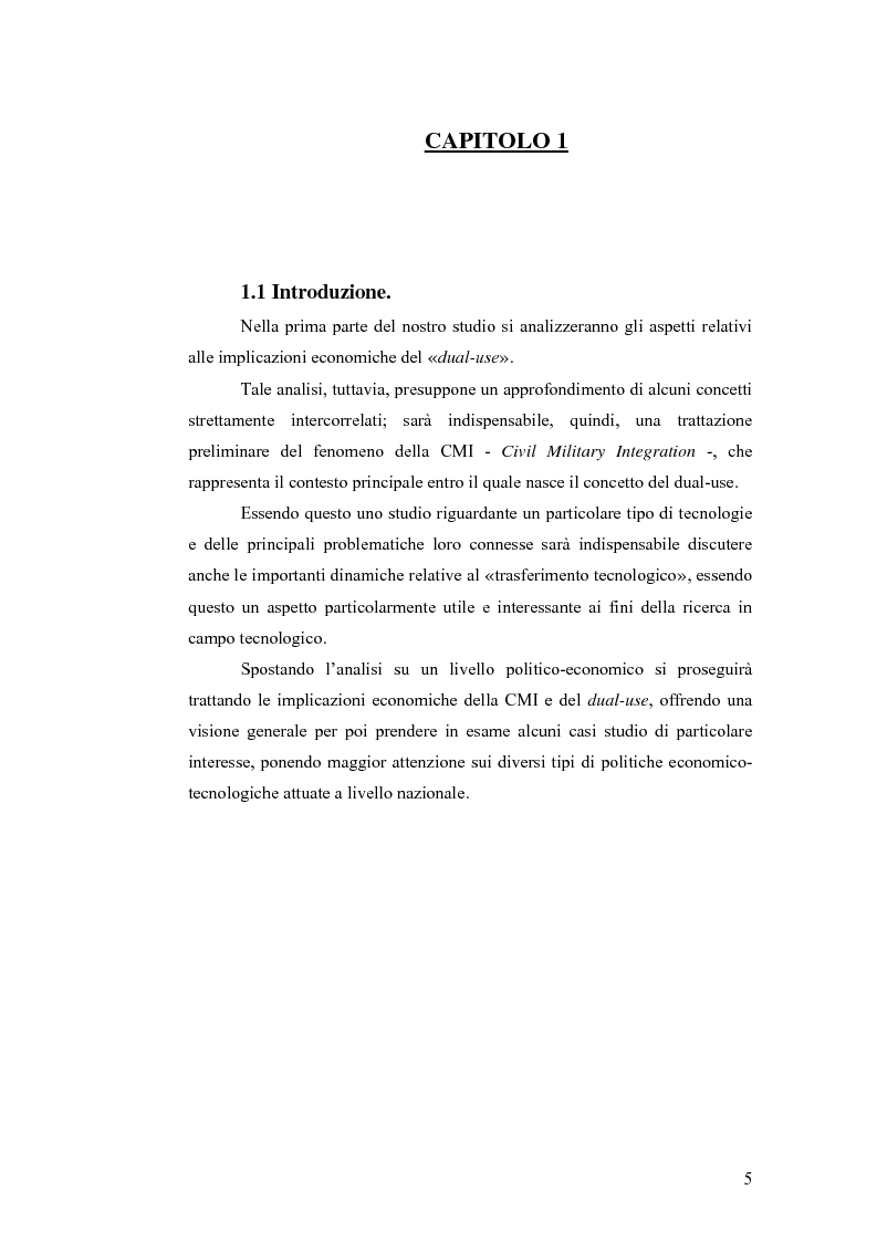 Anteprima della tesi: Le tecnologie dual-use: implicazioni per l'economia e per la sicurezza internazionale, Pagina 5