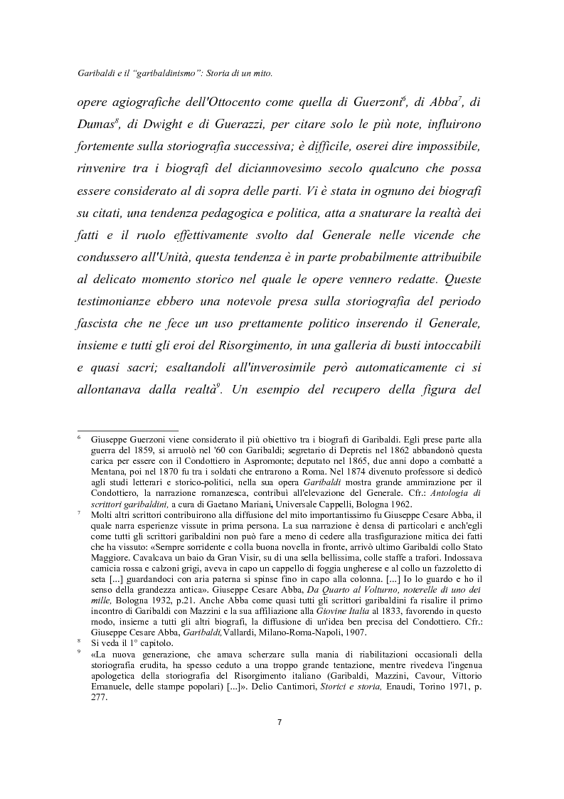Anteprima della tesi: Garibaldi e il ''garibaldinismo'': Storia di un mito, Pagina 4