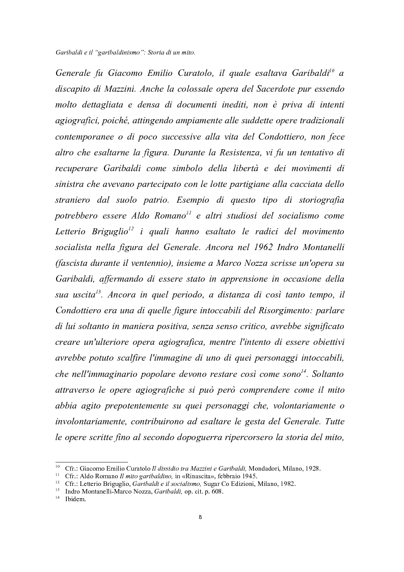 Anteprima della tesi: Garibaldi e il ''garibaldinismo'': Storia di un mito, Pagina 5