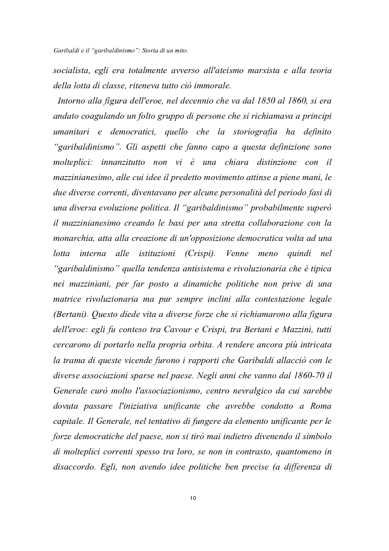 Anteprima della tesi: Garibaldi e il ''garibaldinismo'': Storia di un mito, Pagina 7
