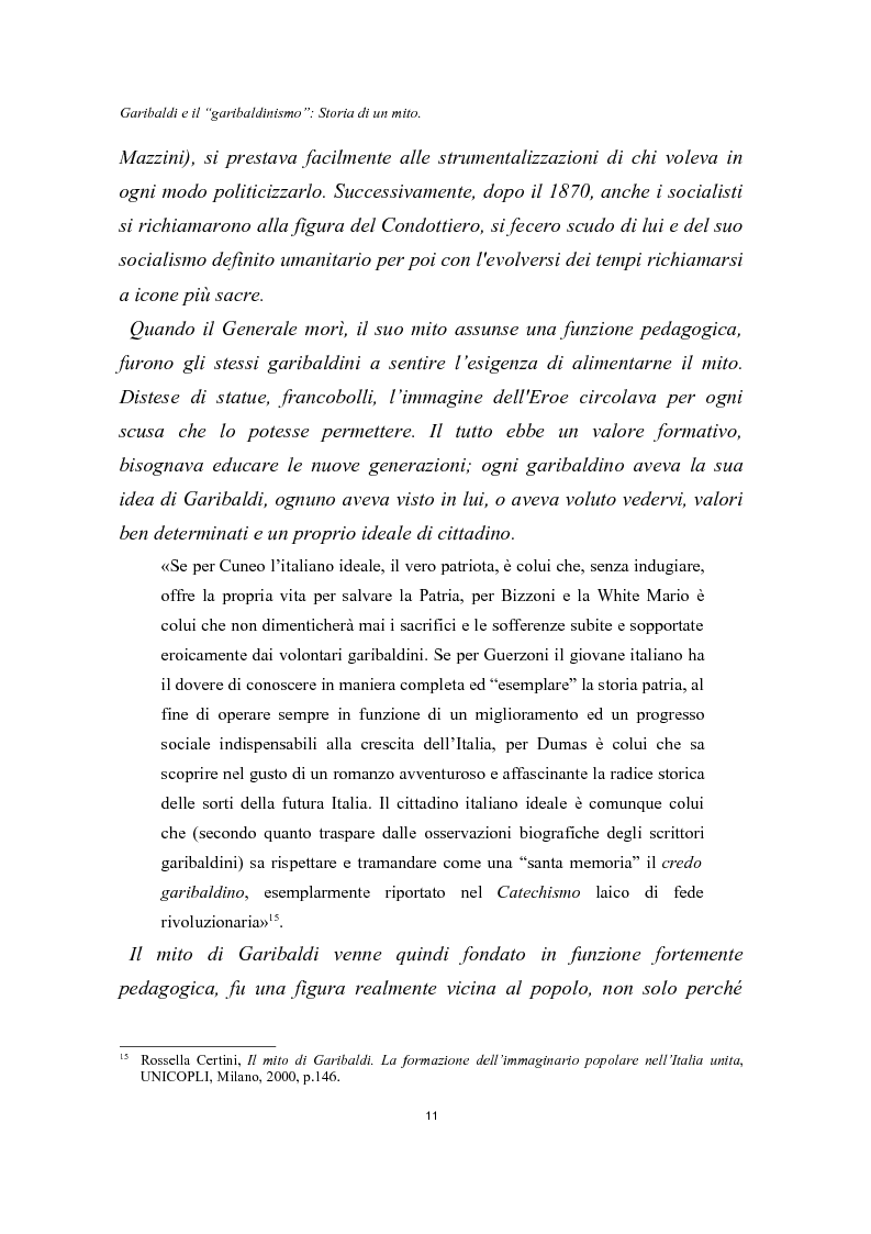 Anteprima della tesi: Garibaldi e il ''garibaldinismo'': Storia di un mito, Pagina 8