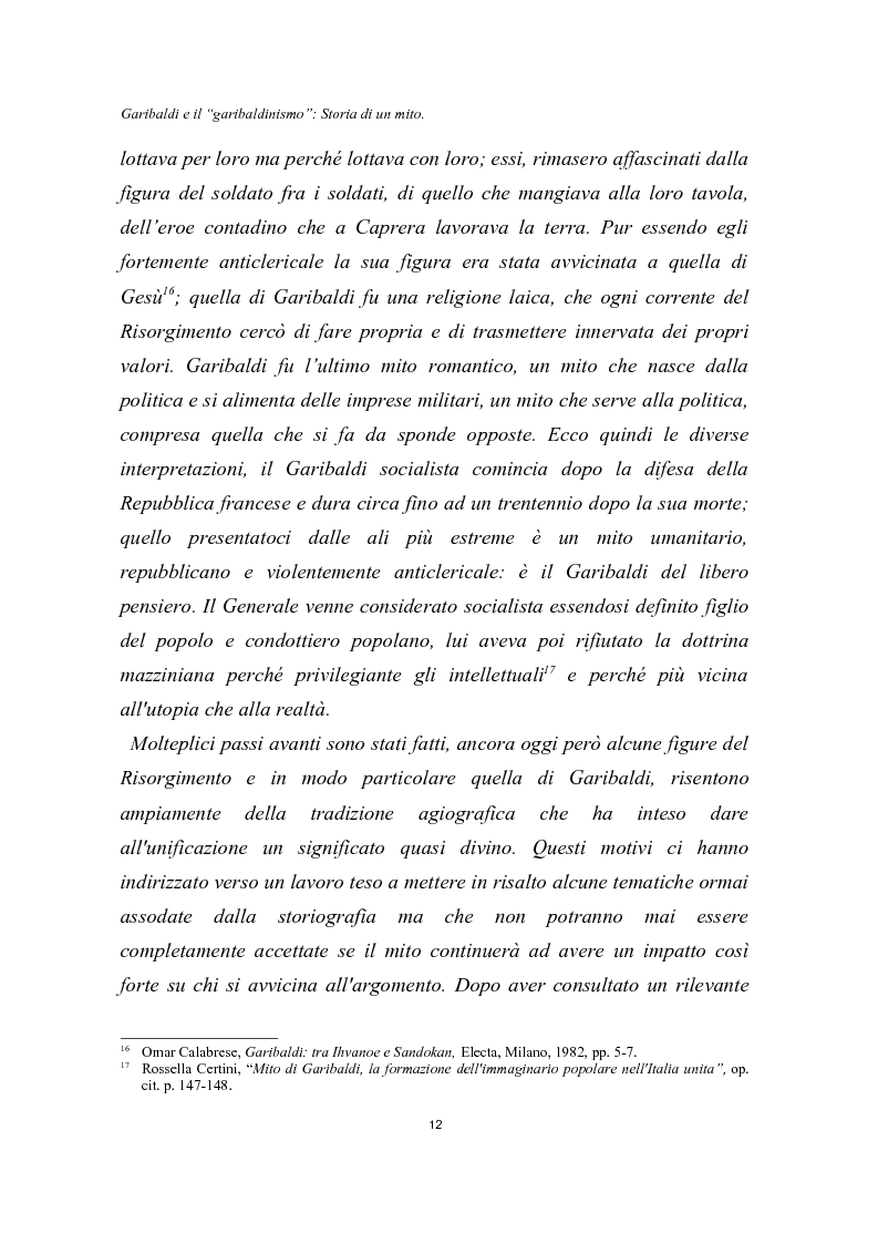 Anteprima della tesi: Garibaldi e il ''garibaldinismo'': Storia di un mito, Pagina 9
