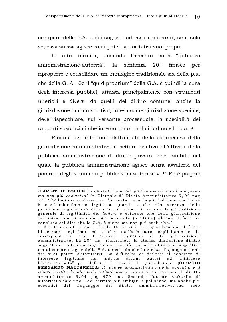 Anteprima della tesi: I comportamenti della pubblica amministrazione in materia espropriativa: tutela giurisdizionale, Pagina 10