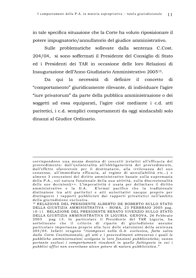 Anteprima della tesi: I comportamenti della pubblica amministrazione in materia espropriativa: tutela giurisdizionale, Pagina 11