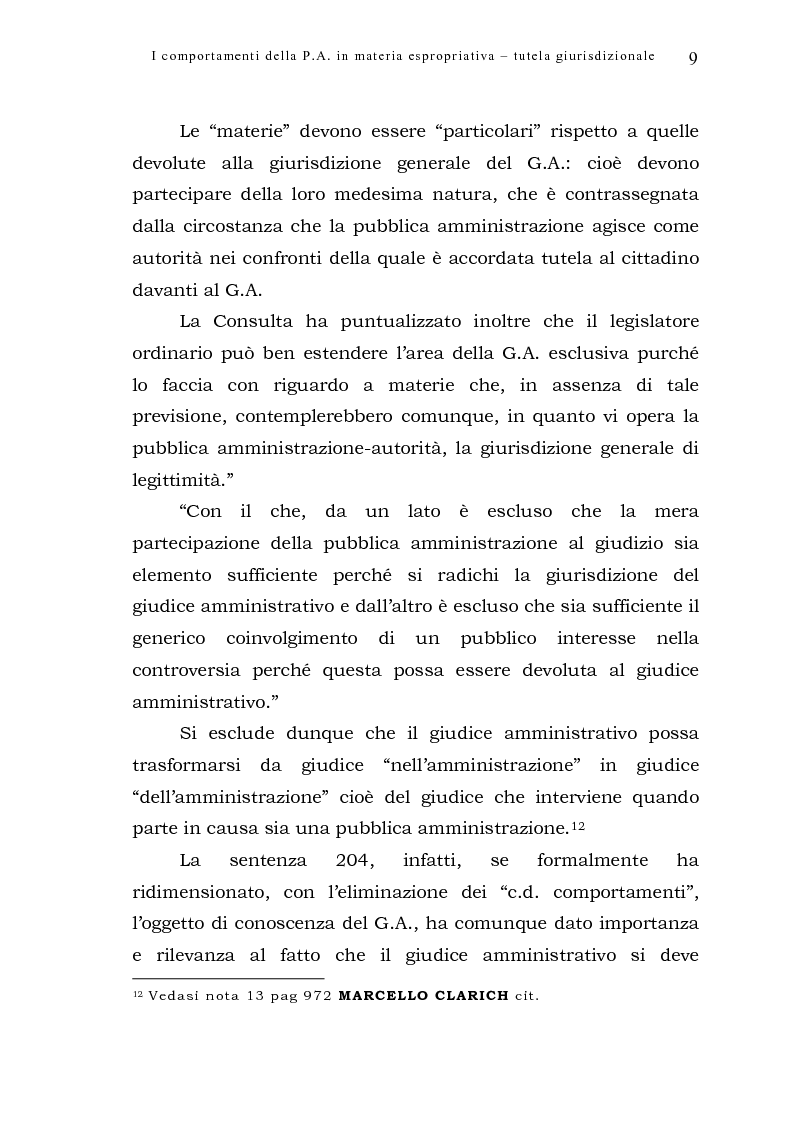 Anteprima della tesi: I comportamenti della pubblica amministrazione in materia espropriativa: tutela giurisdizionale, Pagina 9
