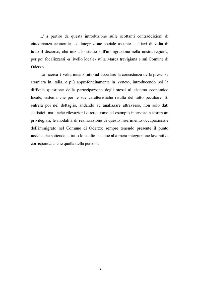 Anteprima della tesi: Immigrazione extracomunitaria e lavoro in Veneto: il caso del comune di Oderzo, Pagina 10