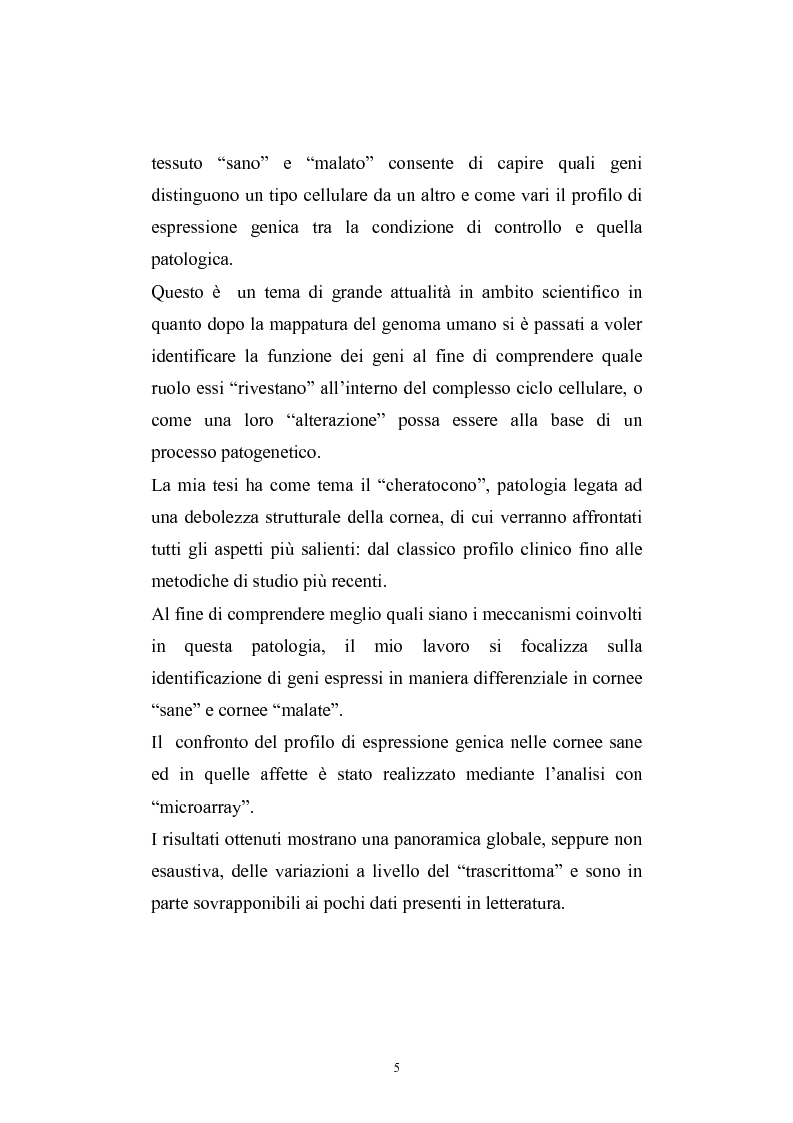 Anteprima della tesi: Studio del profilo di espressione genica in cornee sane ed in cornee affette da cheratocono., Pagina 2