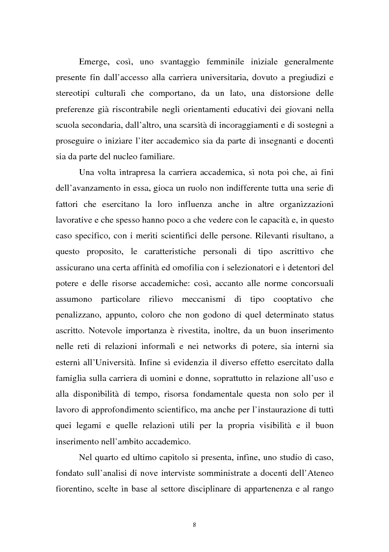 Anteprima della tesi: Donne in carriera e carriere di donne: il caso delle docenti universitarie, Pagina 4