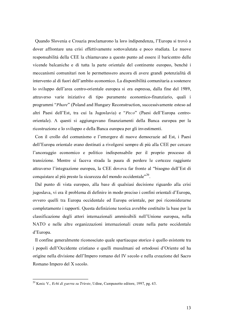 Anteprima della tesi: La secessione slovena, l’Italia e la Regione Friuli Venezia Giulia durante la crisi, Pagina 13