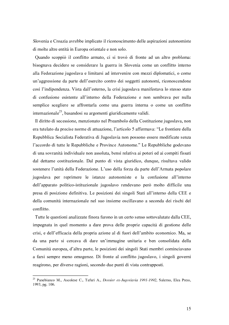 Anteprima della tesi: La secessione slovena, l’Italia e la Regione Friuli Venezia Giulia durante la crisi, Pagina 15