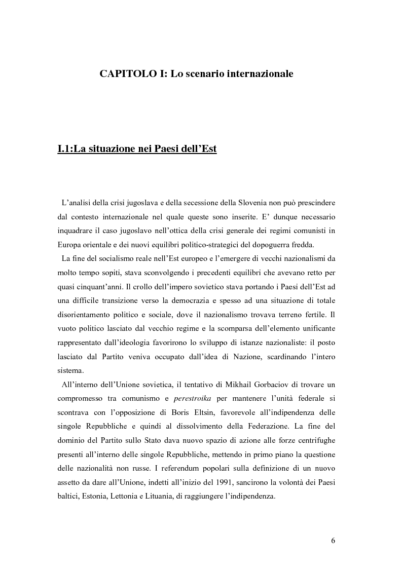 Anteprima della tesi: La secessione slovena, l’Italia e la Regione Friuli Venezia Giulia durante la crisi, Pagina 6