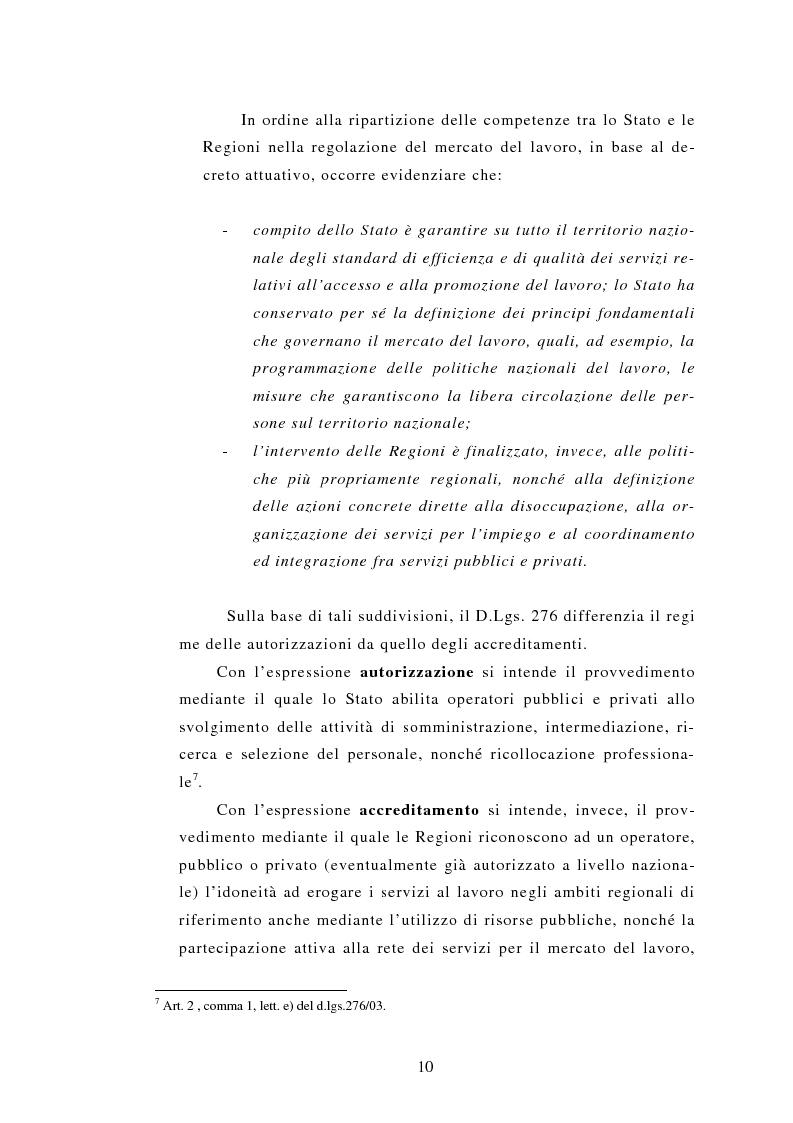 Anteprima della tesi: Le Agenzie per il lavoro nel Decreto Legislativo 276 del 2003, Pagina 10