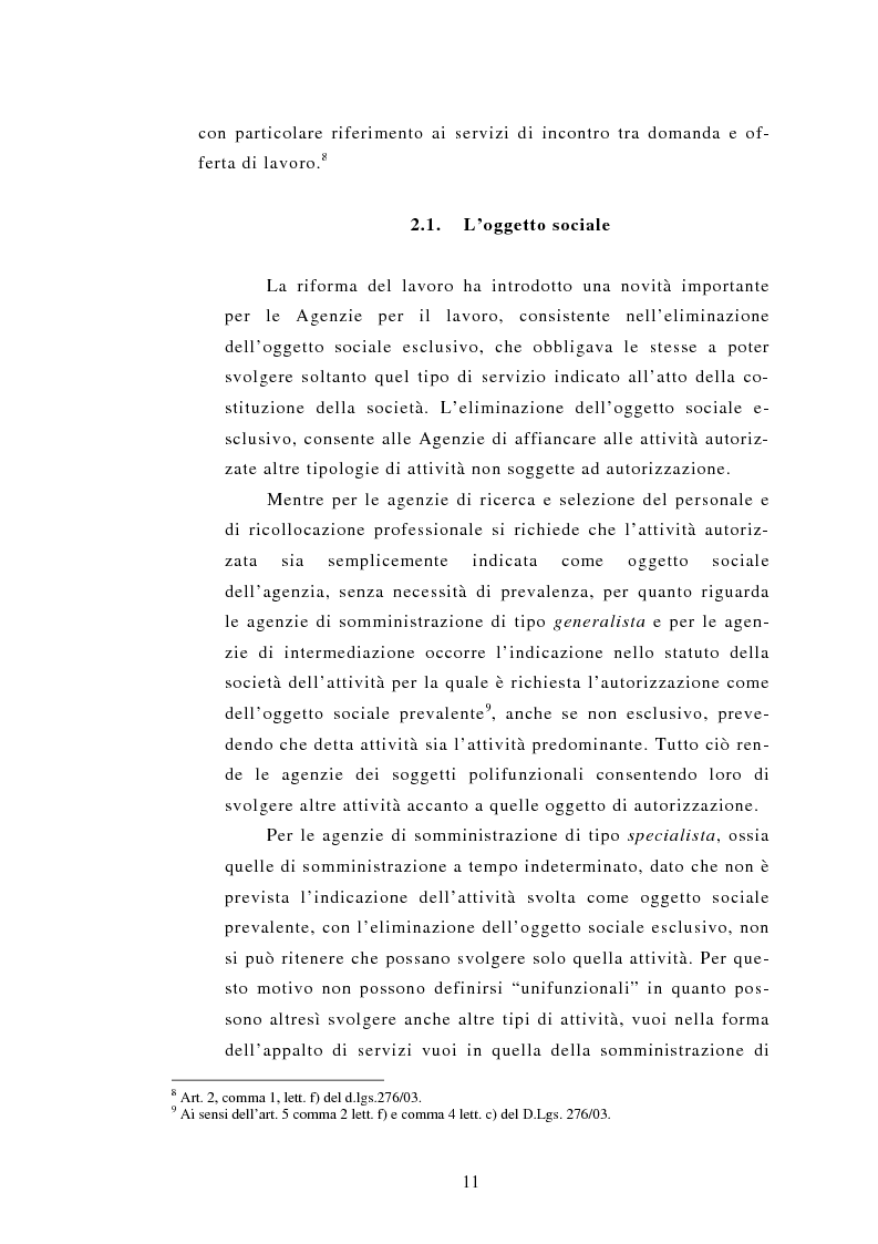 Anteprima della tesi: Le Agenzie per il lavoro nel Decreto Legislativo 276 del 2003, Pagina 11